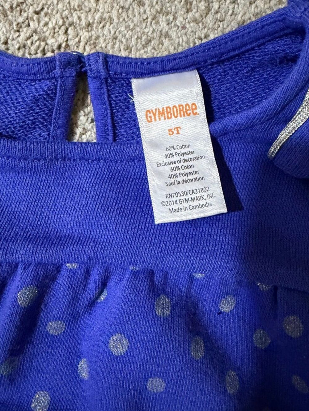 Gymboree blue polka dot long-sleeve top girls 5T